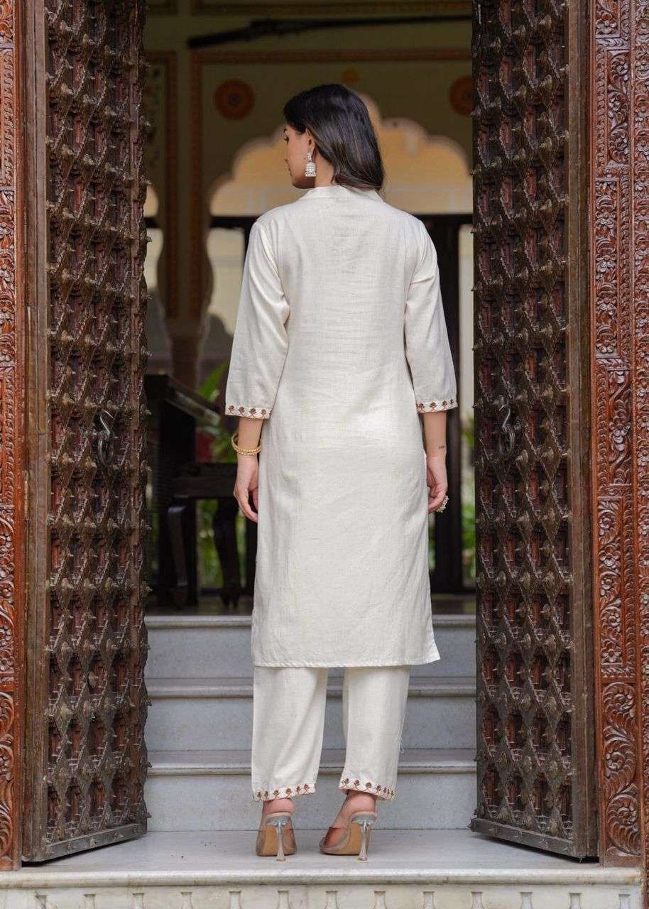 Women's Cotton Embroidered Straight Kurti With Pant and Dupatta Set - Image 2