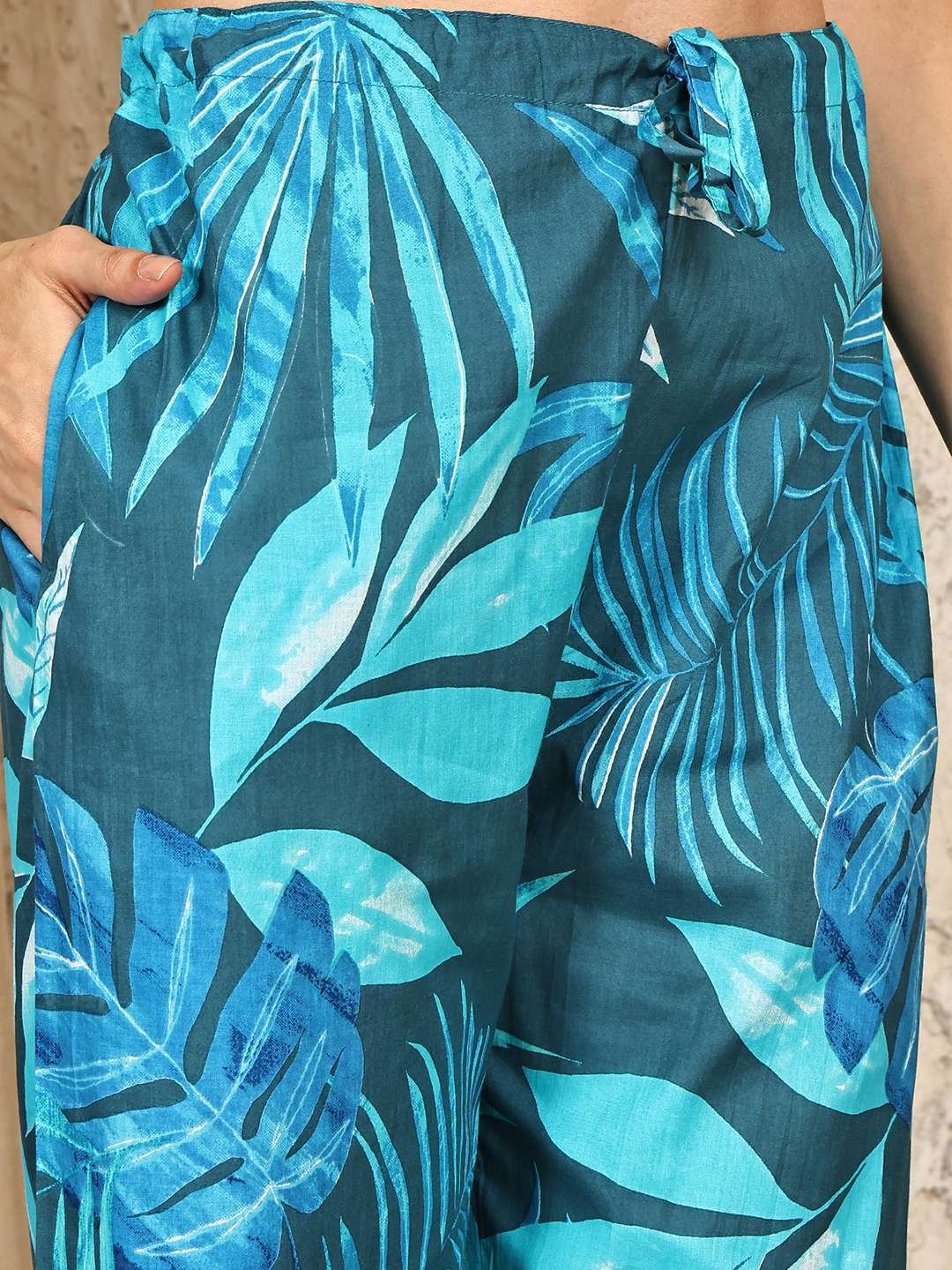 Women's Pure Cotton Printed Collared Top and Pant Co-ord Set (Multti Color2) - Image 7