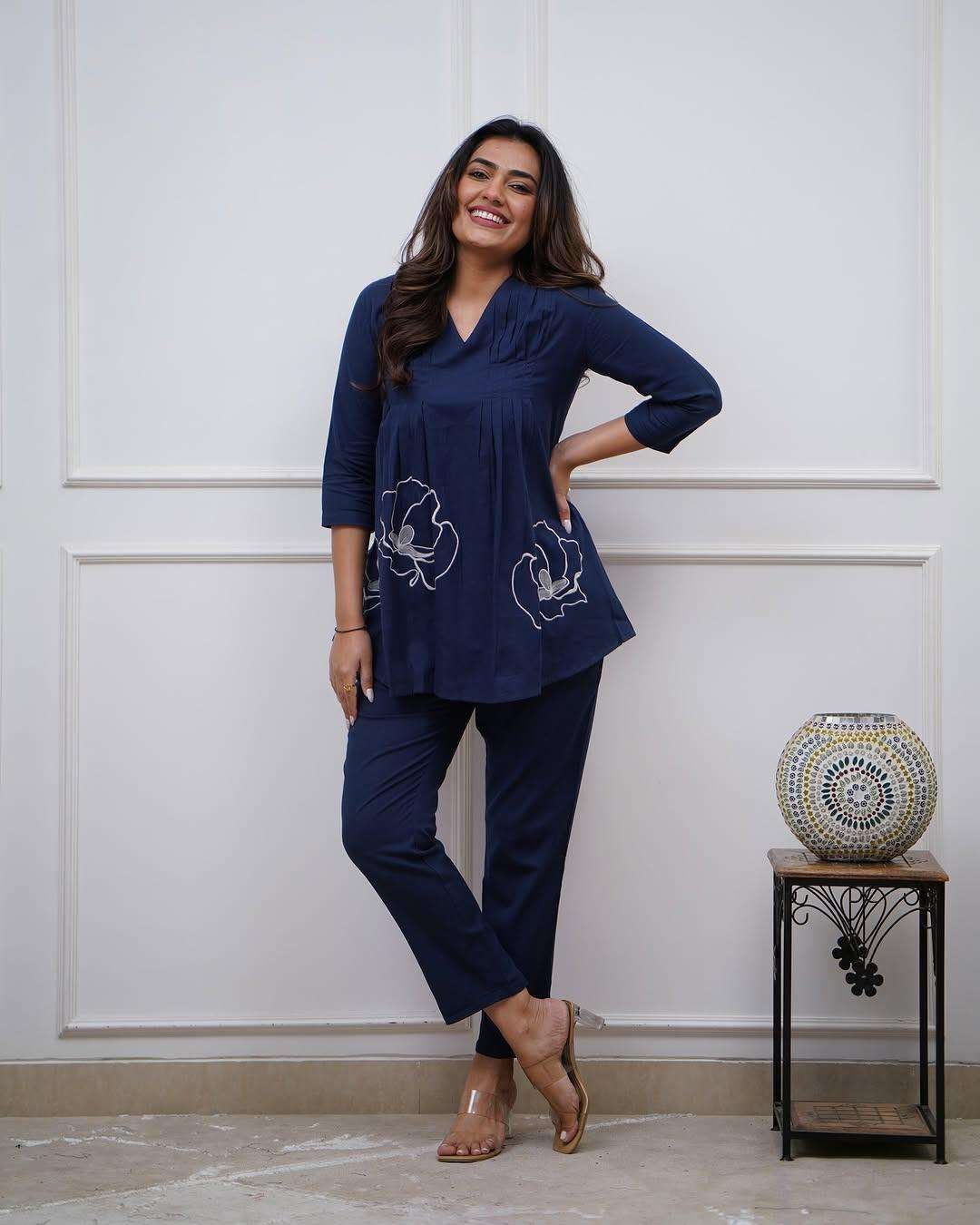 Women's Cotton Embroidered Co-ord Set 2 Piece Top Bottom Set - Image 4