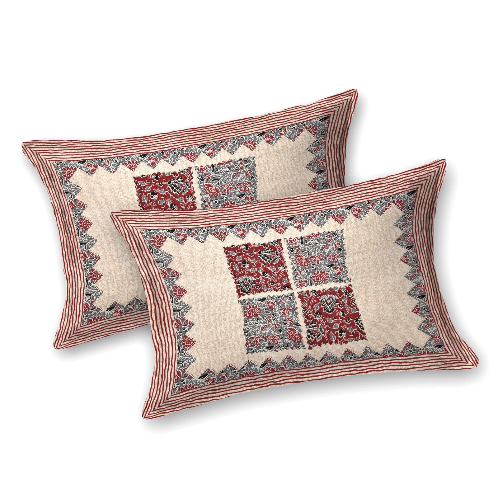 Rajasthani Traditionally Printed Cotton Doublebed Bedsheet With Pack of 2 Pillow Covers - Image 2